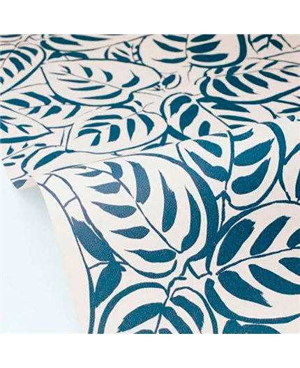 bls107556012 papel pintado blue shades caselio hojas topo azul tejido no tejido super lavable
