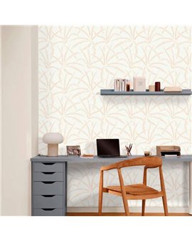 bls107460020 papel pintado blue shades caselio hojas blanco roto oro tejido no tejido lavable