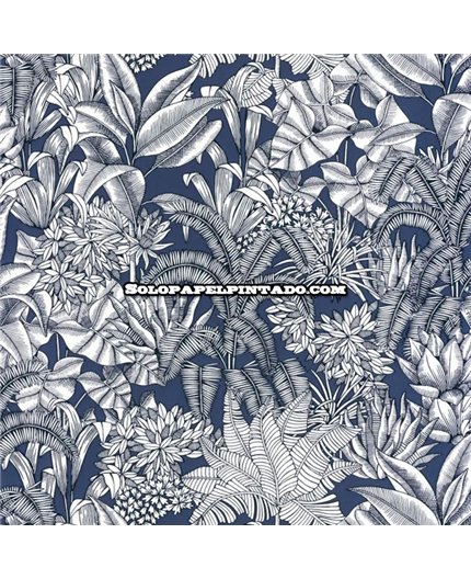 bls107486160 papel pintado blue shades caselio hojas azul blanco roto tejido no tejido super lavable