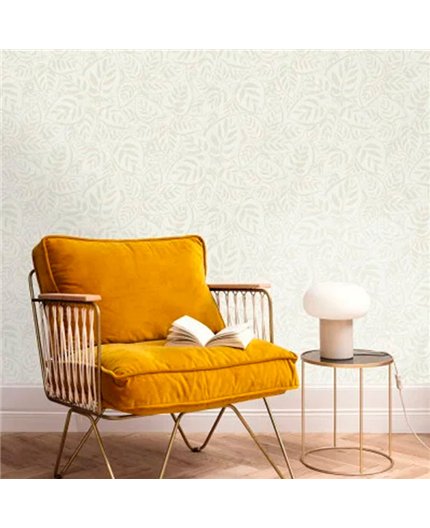 bls107550000 papel pintado blue shades caselio hojas blanco roto nacar tejido no tejido super lavable