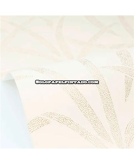 bls107460020 papel pintado blue shades caselio hojas blanco roto oro tejido no tejido lavable