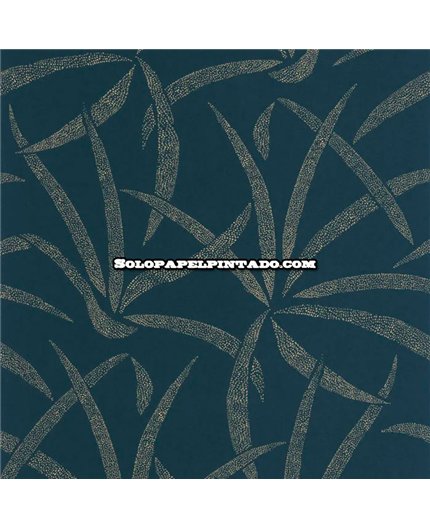 bls107466128 papel pintado blue shades caselio hojas azul oro tejido no tejido lavable