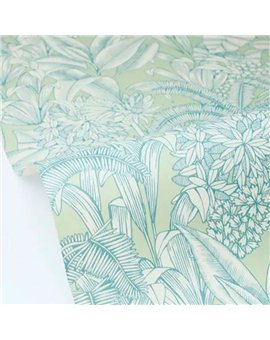 bls107486070 papel pintado blue shades caselio hojas verde blanco roto tejido no tejido super lavable
