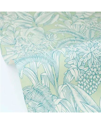 bls107486070 papel pintado blue shades caselio hojas verde blanco roto tejido no tejido super lavable