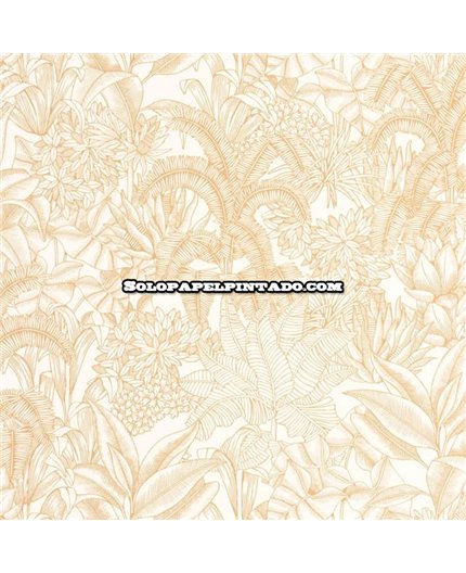 bls107481000 papel pintado blue shades caselio hojas blanco roto ocre tejido no tejido super lavable