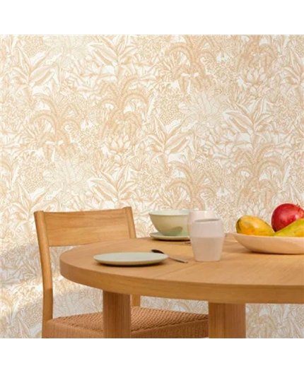 bls107481000 papel pintado blue shades caselio hojas blanco roto ocre tejido no tejido super lavable