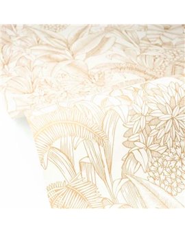 bls107481000 papel pintado blue shades caselio hojas blanco roto ocre tejido no tejido super lavable