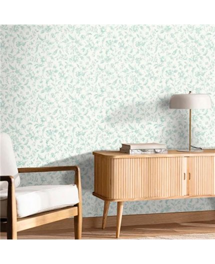 bls107506000 papel pintado blue shades caselio flores blanco roto verde tejido no tejido super lavable