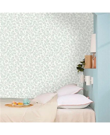 bls107476020 papel pintado blue shades caselio hojas blanco roto azul tejido no tejido super lavable