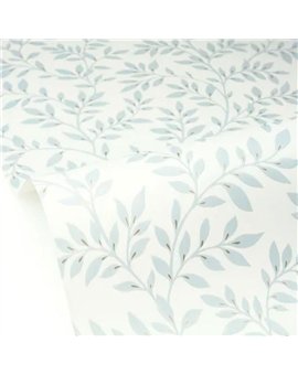 bls107476020 papel pintado blue shades caselio hojas blanco roto azul tejido no tejido super lavable