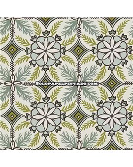 28241 papel pintado antibes iberostil geometrico blanco roto verde tejido no tejido lavable