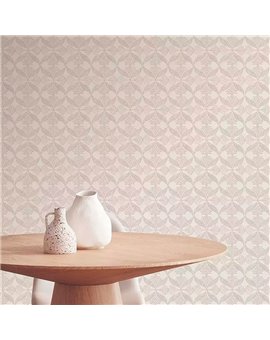 Ref.28230. papel pintado antibes geométrico rombos dorado y fondo beige de iberostil