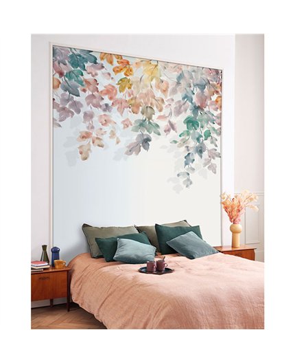 Ref.1551-M-WDWT202186005NW estancia decorada con hojas Multicolor y fondo Blanco Roto, wonderwalls 3