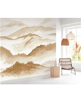 Ref.1551-M-WDWT202172005NW ambiente con wonderwalls 3 paisaje Marrón sobre fondo Beige