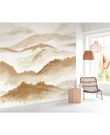 Ref.1551-M-WDWT202172005NW ambiente con wonderwalls 3 paisaje Marrón sobre fondo Beige