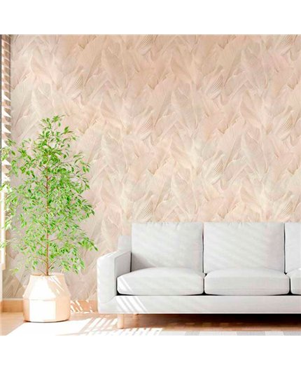 Ref.13302 papel pintado tahiti hojas tropicales de color Beige