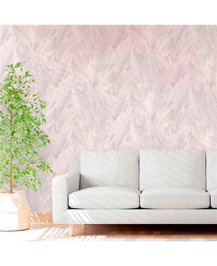 Ref.13301 papel pintado tahiti hojas tropicales Topo con fondo Blanco Roto