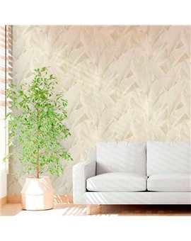 Ref.13305 papel pintado tahiti hojas tropicales en tono Beige