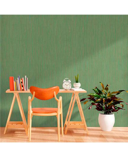 Ref.13341 papel pintado tahiti rayas finas Beige con fondo Verde