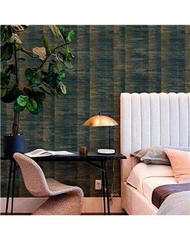 Ref.13323 papel pintado tahiti rayas Dorado sobre Negro