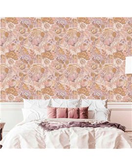 Ref.13359 papel pintado tahiti flores menudas Multicolor sobre fondo Beige