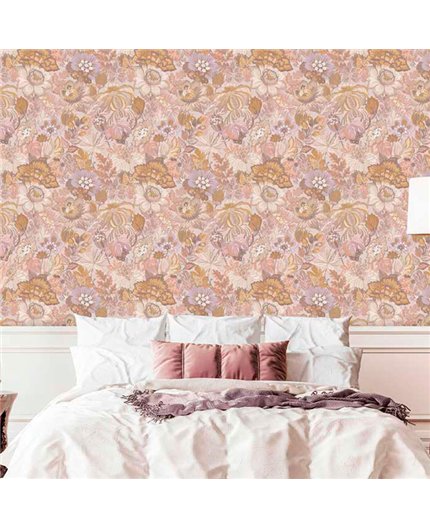 Ref.13359 papel pintado tahiti flores menudas Multicolor sobre fondo Beige