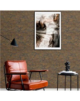 Ref.13368 papel pintado tahiti textura Topo, Marrón y Bronce sobre Verde