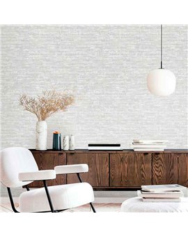Ref.13364 papel pintado tahiti textura en Blanco Roto sobre Topo