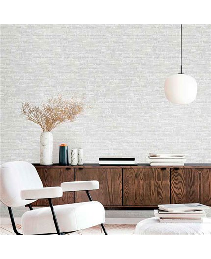 Ref.13364 papel pintado tahiti textura en Blanco Roto sobre Topo
