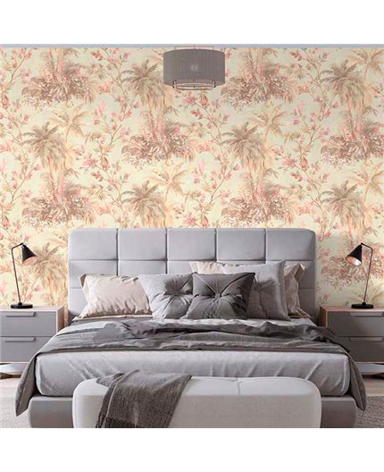 Ref.21157 ambiente real de palmeras silva essence, sobre fondo Beige en tonos Violeta, Marrón, Dorado y color5