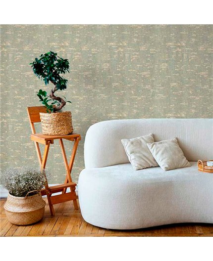 Ref.21168 estancia decorada con liso texturizado Dorado y fondo Gris, silva essence