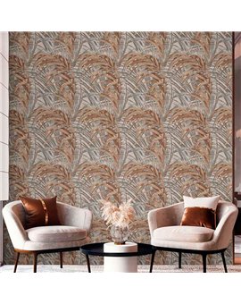 Ref.21142 foto de ambiente hojas eucalipto silva essence fondo Topo con Gris y Marrón