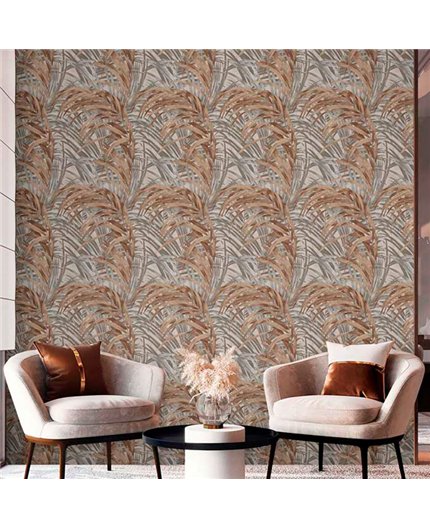 Ref.21142 foto de ambiente hojas eucalipto silva essence fondo Topo con Gris y Marrón