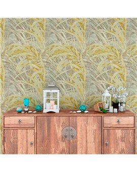 Ref.21140 ambiente con silva essence hojas eucalipto Verde sobre fondo Topo