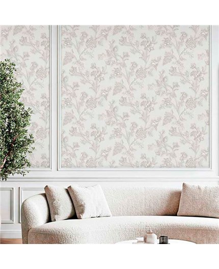 Ref.21116 ambiente con silva essence flores grabado Dorado sobre fondo Topo