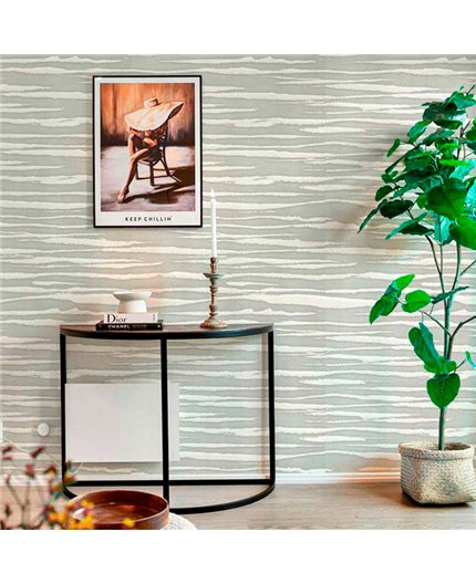 Ref.21125 estancia decorada con rayas Beige y fondo Topo, silva essence