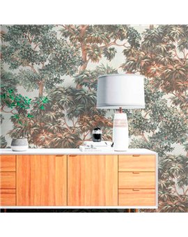 Ref.21132 foto de ambiente bosque silva essence fondo Topo con Verde, Marrón y Dorado