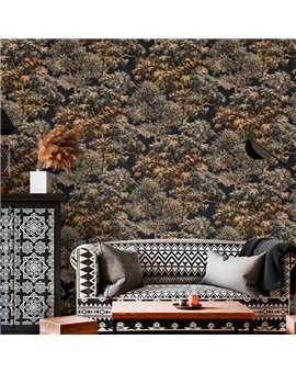 Ref.21134 ambiente real de bosque silva essence, sobre fondo Marrón en tonos Ocre y Dorado