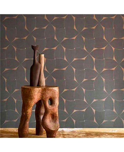 Ref.78130610 estancia decorada con mosaico pétalos Ocre y fondo Topo, striato texturas