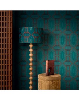 Ref.78190814 estancia decorada con mosaico art déco Marrón y fondo Verde, racines