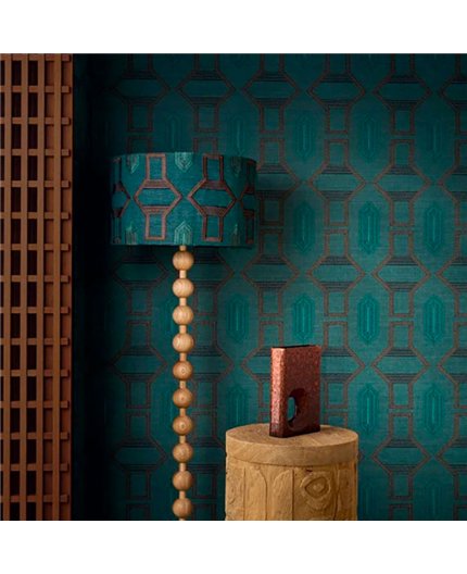 Ref.78190814 estancia decorada con mosaico art déco Marrón y fondo Verde, racines