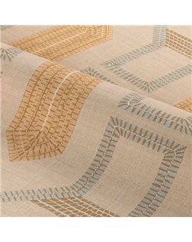Ref.78190610 estancia decorada con mosaico art déco Ocre y Azul y fondo Beige, racines