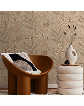 Ref.TN29081 ambiente con terra nova liso Beige sobre fondo Marrón
