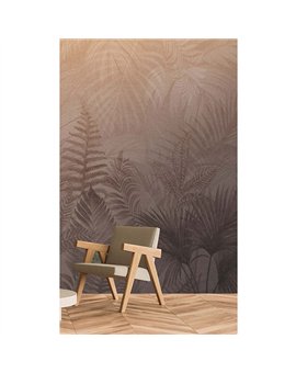 Ref.TND29098 estancia decorada con hojas tropicales Marrón y Beige y fondo Caldera, terra nova