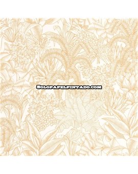 bls107481000 papel pintado blue shades caselio hojas blanco roto ocre tejido no tejido super lavable