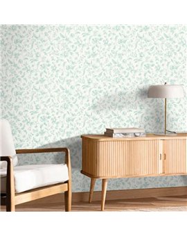 bls107506000 papel pintado blue shades caselio flores blanco roto verde tejido no tejido super lavable