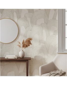 Ref.SILE-001 estancia decorada con arcos lineales Nácar y fondo Beige, silence