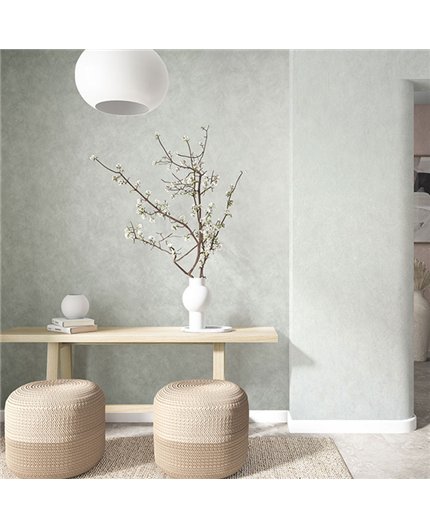 Ref.SILE-012 ambiente con silence estuco cemento en tono Topo
