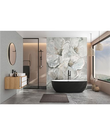 Ref.SILE-047 ambiente con silence mural flores óleo acabado Multicolor