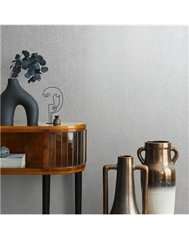 Ref.SILE-049 ambiente con silence rayado fino Gris sobre fondo Blanco Roto